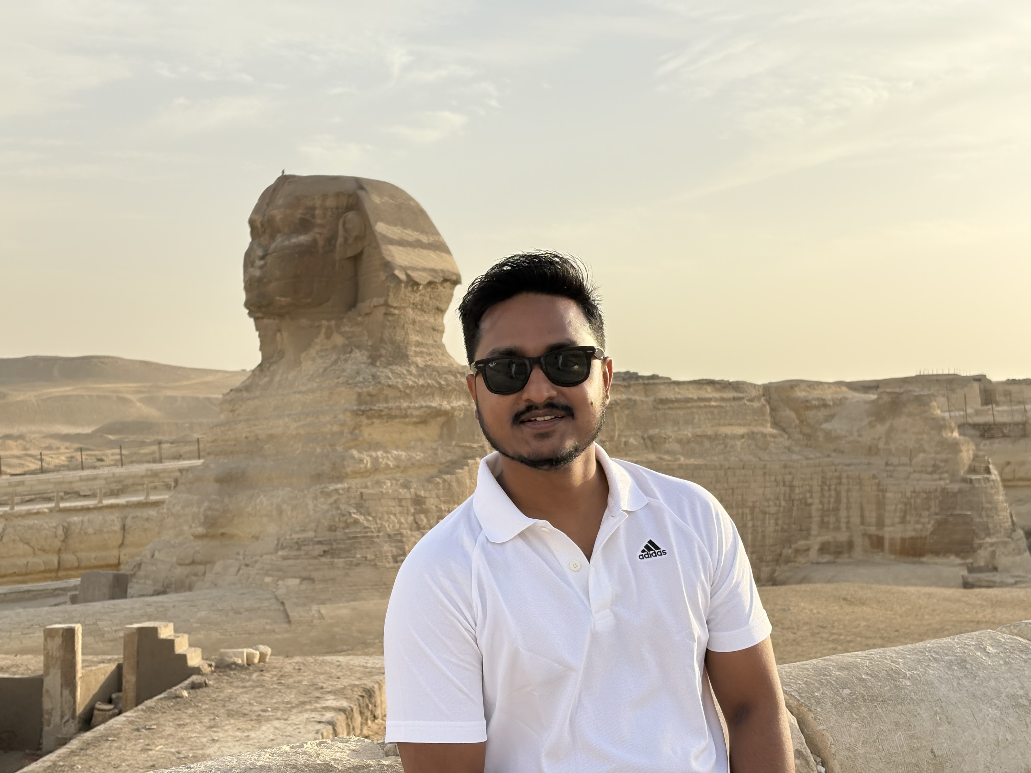 Souvik Haldar at the Great Sphinx of Giza during the Cairo visit