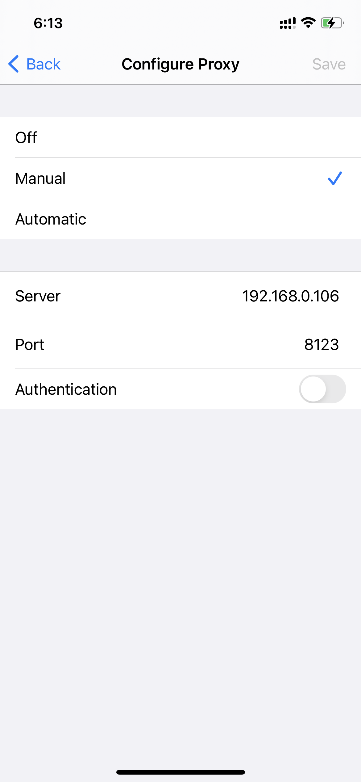 Configure proxy on iPhone