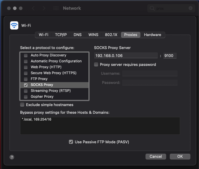 Search for proxies in Preferences and update the socks5 proxy