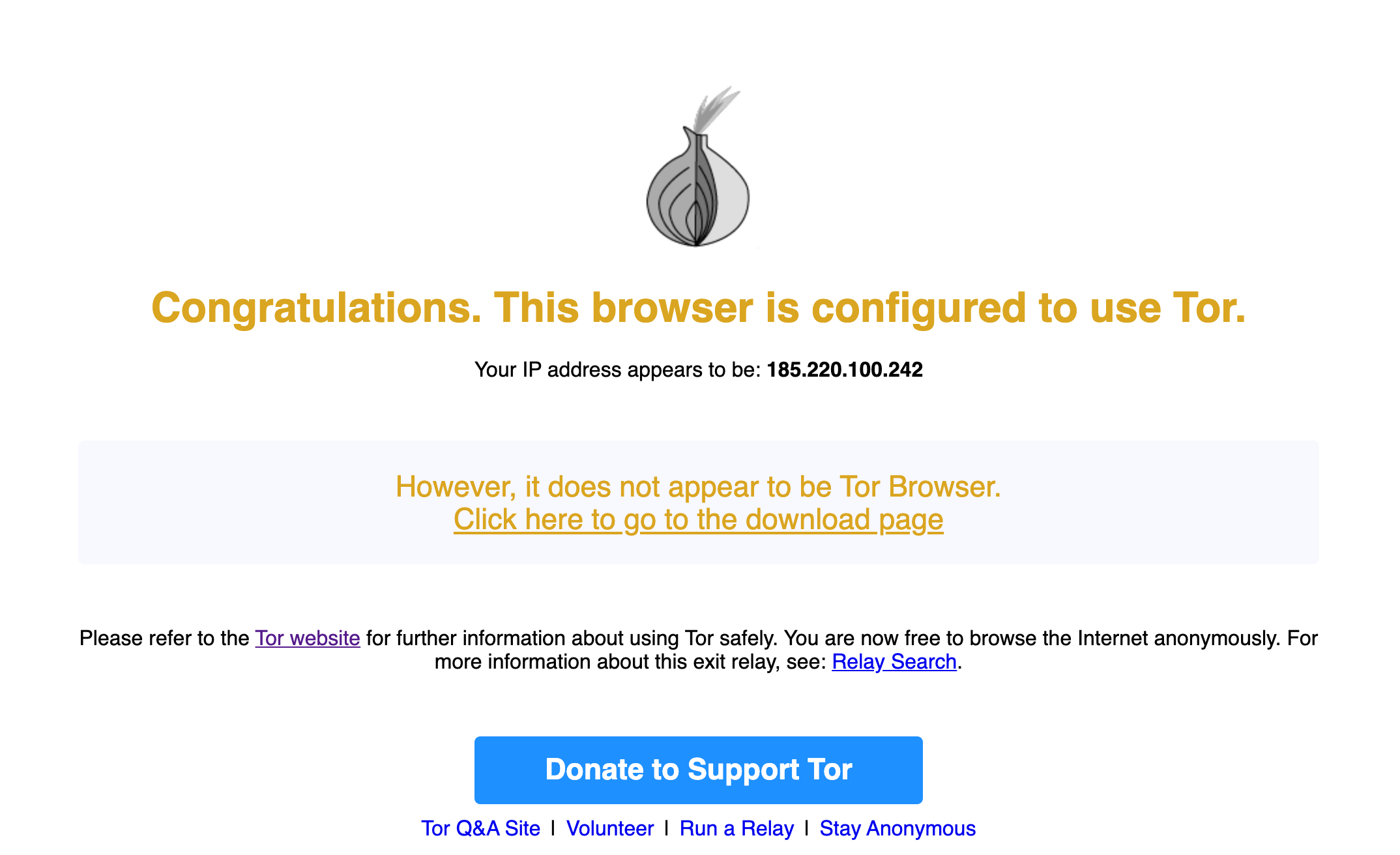 Tor is configured successfully